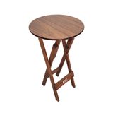 Mesa Bistrô Dobrável De Madeira Redonda Imbuia - Cor: Marrom