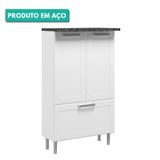 Balcão De Cozinha 100% Aço 70cm Com Tampo 2 Portas 1 Gaveta 6124 Múltipla Bertolini Branco Branco