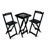 Conjunto De Mesa Bistrô Dobrável Jack Daniel&#39;s Com 2 Banquetas De Madeira Preta - Cor: Preto