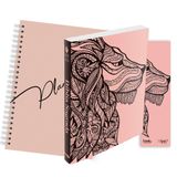 Kit Leão Rosa - Planner Capa Lisa + Bíblia Brochura NVT + Marca Página