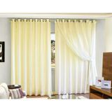 Cortina Sala Quarto Voal Liso Microfibra Palha 4,00x2,80