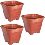 Kit 3 Vasos De Plantas Quadrado Grande Terra Cota Arqplast