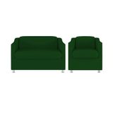 Kit Poltrona Tilla Recepção + Namoradeira Sala, Quarto Suede Verde