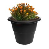 Vaso Redondo Grande Flores Plantas Jardim Plástico Preto 232