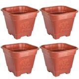 Kit 4 Vasos De Plantas Quadrado Grande Terracota Arqplast