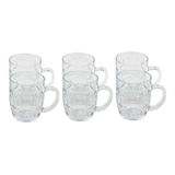 Jogo 6 Copos Canecas Água Suco Vidro Conjunto 300ml 9,5 X 8