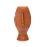 Vaso Rosto Em Cerâmica Terracota 23,5x11cm