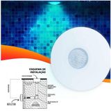 Refletor Power Led 9w Abs Iluminação Para Piscina Mono Cor Branca Frente Grande 27cm
