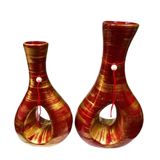 Par De Vasos Furados Em Cerâmica De Aparador Vermelho Gold