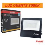 Refletor Led Avant Slim 50w Luz Quente 3000k Bivolt