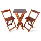 Conjunto De Bistro Com 2 Cadeiras Dobravel - Imbuia - Cor: Marrom