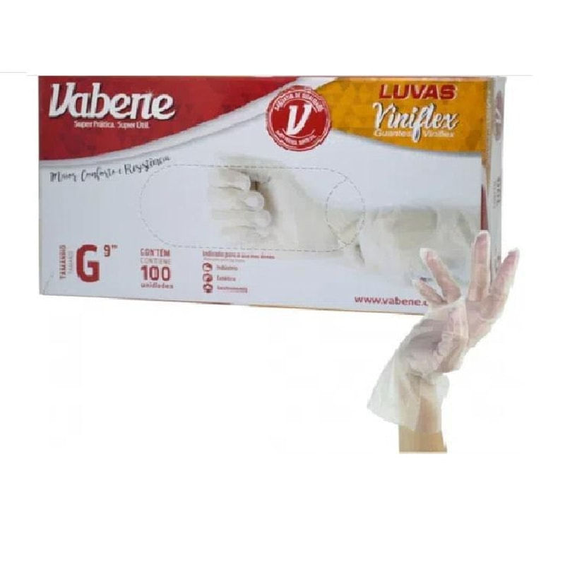 Luvas Viniflex Sem Pó Vabene Caixa Com 100Un - Tamanho G Menor preço em Luvas Viniflex Sem Pó Vabene Caixa Com 100Un - Tamanho G