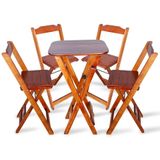 Conjunto De Mesa Bistro Dobravel Com 4 Cadeiras Para Bar E Restaurante - Imbuia - Cor: Marrom