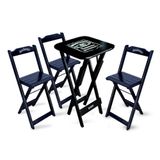 Conjunto De Mesa Bistrô Dobrável Jack Daniel&#39;s Com 3 Banquetas De Madeira Preta - Cor: Preto