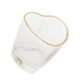 Copo Shot Mini Vidro Coração Borda Dourada 50 Ml - Lyor