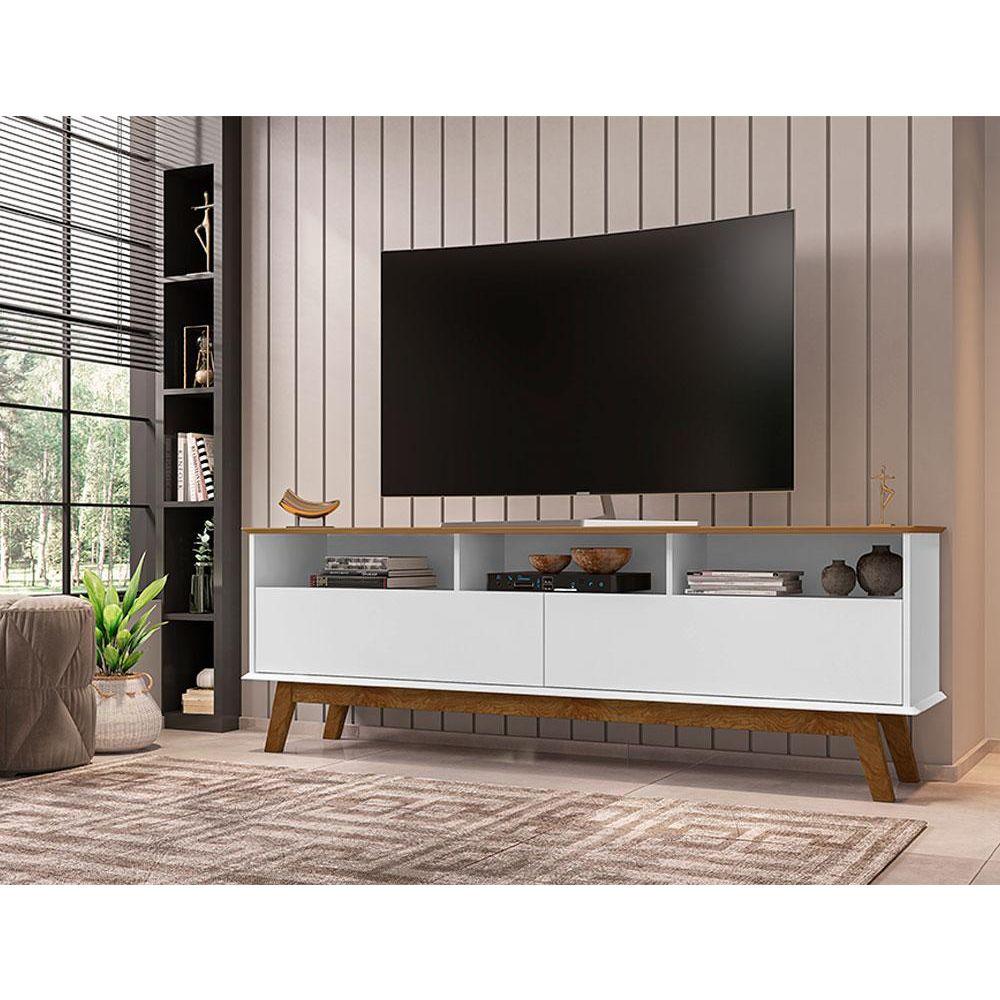 Rack Bancada Tv 65" Elegant 2 Portas Cinamomo Branco