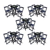 Kit 5 Conjuntos De Mesa Bistrô Dobrável Jack Daniel&#39;s Com 4 Banquetas De Madeira Preta - Cor: Preto