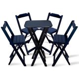 Conjunto De Mesa Bistro Dobravel Com 4 Cadeiras - Preto - Cor: Preto