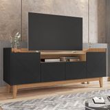Rack para TV até 60 Polegadas 4 Portas 1 Nicho 158cm Adria Versátil Casa D Preto/Noce