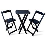 Conjunto De Mesa Bistro Dobravel Com 2 Cadeiras - Preto - Cor: Preto