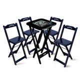 Conjunto De Mesa Bistrô Dobrável Jack Daniel&#39;s Com 4 Banquetas De Madeira Preta - Cor: Preto