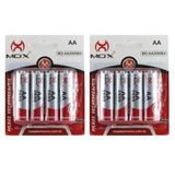 Kit 8 Pilhas Recarregável Mox Aa 2600mah Pilha Pequena