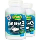 Kit 2 Ômega 3 Óleo De Peixe 1200mg 120 Cápsulas Unilife