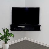 Rack Suspenso Para Tv De Até 39” Aparador Bancada Estante De Canto Preto