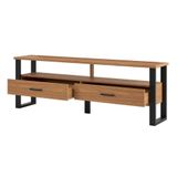 Rack Para Tv Até 60 Pol. Estilo Industrial 2 Gavetas F42 Freijó/preto Fosco