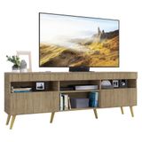 Rack Tv 65 Com Pés Retrô E 2 Portas Paris Rustic/natural