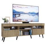 Rack Tv 65 Com Pés Retrô E 2 Portas Paris Rustic/preto