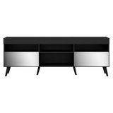 Rack Retrô Com Espelho Para Tv Até 65´´ Com 2 Portas Preto