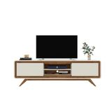 Rack Decorativo 2 Portas Pés De Madeira Nature/offwhite