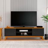 Rack Para Tv Até 75 Polegadas 2 Portas Itália 180cm Cor:preto/cedro Preto/cedro