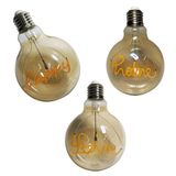 Lampada Led Vintage Love Happy Home Mensagem 4w Branco Quent