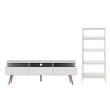 Rack Para Tv Até 65 Polegadas Com Estante Escada Branco