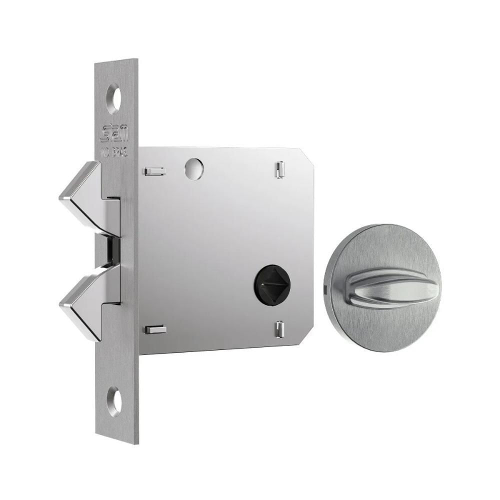 Fechadura Porta De Correr Wc 1006 Inox Escovado Ros. Redonda