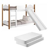 Mini Beliche Infantil Branco Com Escorregador E Colchões