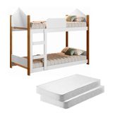 Mini Beliche Infantil Casa Samuel Branco Com Colchões