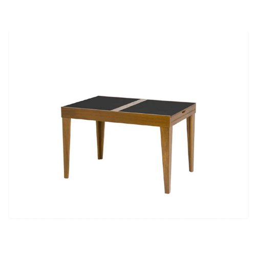 Mesa de Jantar Extensível Tampo de Vidro 120x80cm Paris Prime Mel/Preto