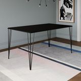 Mesa De Jantar Retangular Tampo De Madeira 150x90cm Preto