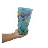 Vaso Enfeite Jardim Quintal Borboleta Flor De Ferro Azul