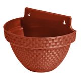 Kit 6 Vasos De Parede Rattan Meia Lua 3lts Jardim Terracota