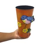 Vaso Jardim Quintal Varanda Passaro Flor De Ferro Laranja