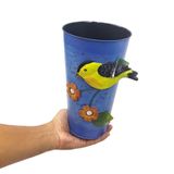 Vaso Jardim Quintal Varanda Passaro Flor De Ferro Azul