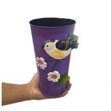 Vaso Jardim Quintal Varanda Passaro Flor De Ferro Roxo