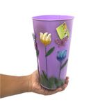 Vaso Enfeite Jardim Quintal Borboleta Flor De Ferro Lilas