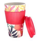 Copo Para Café Em Fibra De Bambu Com Tampa De Silicone 380ml Colorido
