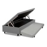 Cama Box Baú Auxiliar Solteiro Sintético Espuma 8cm 45x88x188 Cinza