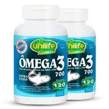 Kit 2 Ômega 3 Óleo De Peixe 700mg 120 Cápsulas Unilife